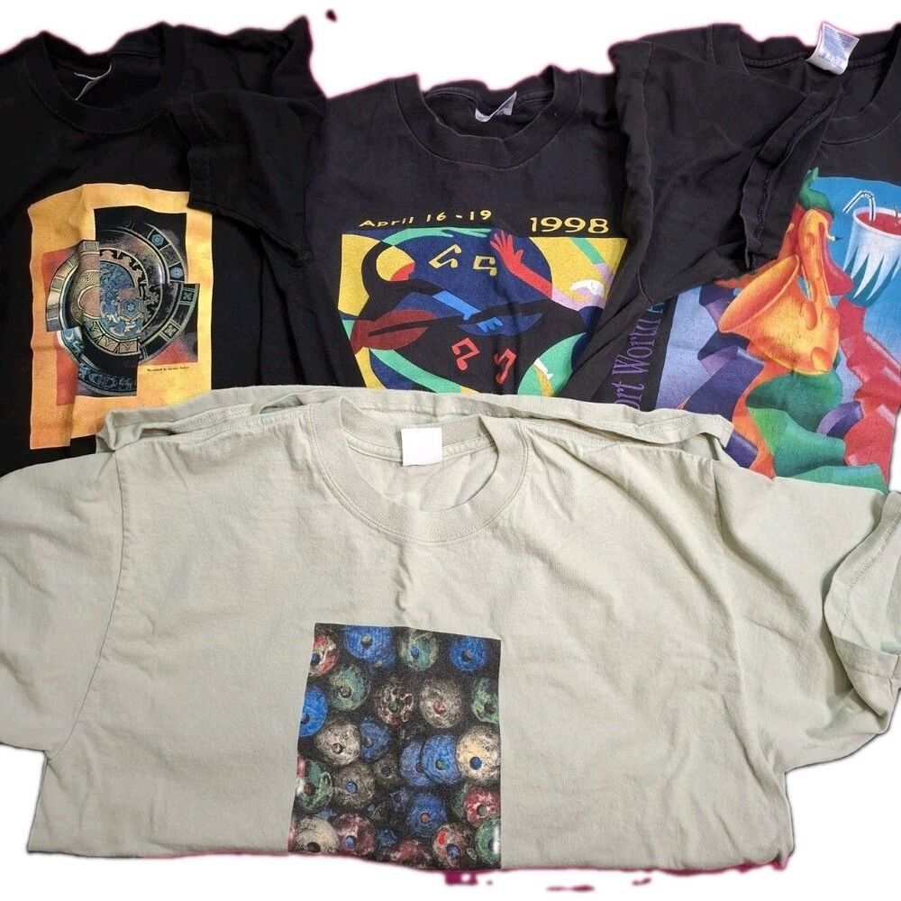 Lot of 4 Vintage Main St Fort Worth Arts Festival T-Shirts Ephemera Texas Xl